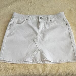 wonder nation White Denim Skirt with Overlap Front